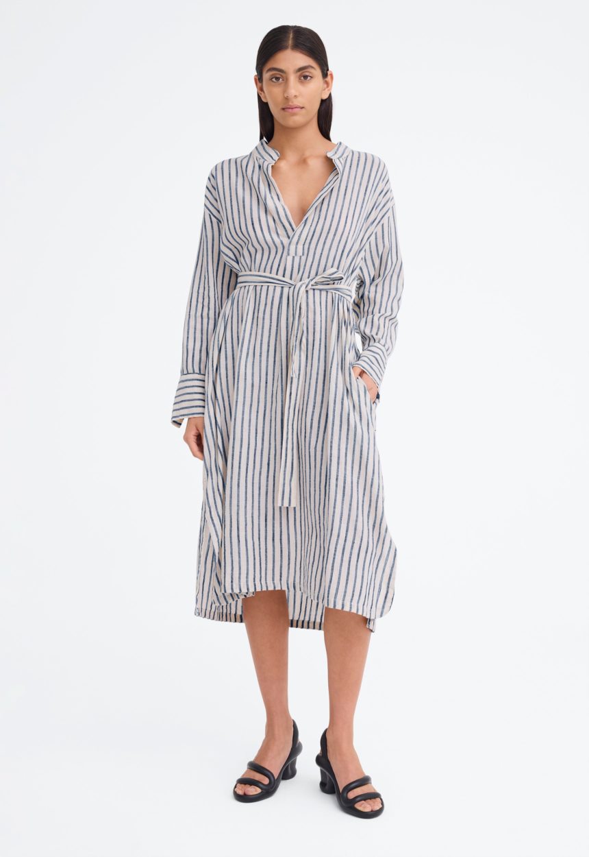 Jac+Jack Shakespeare Dress - Bold Stripe Nat/Indigo